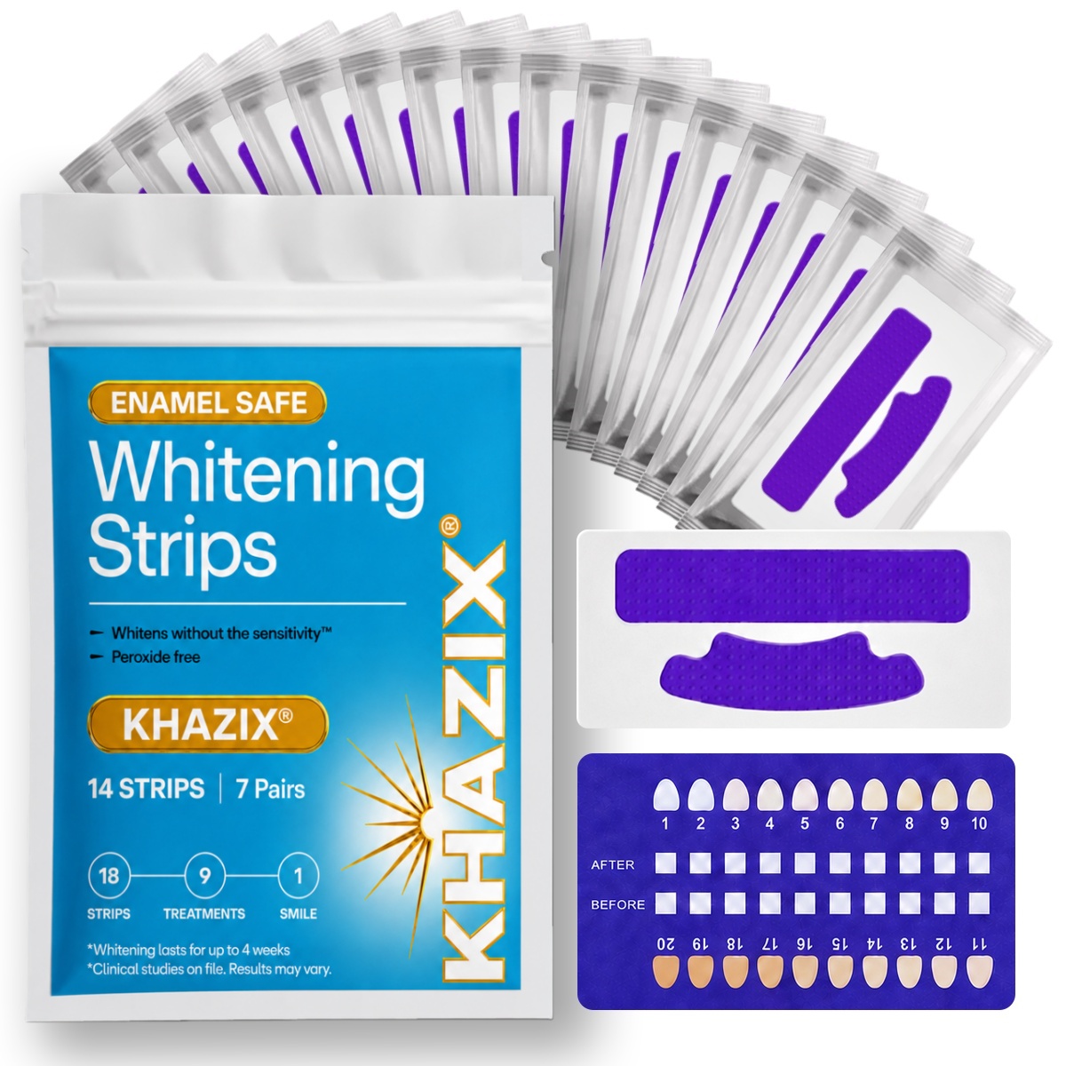 Teeth Whitening Strips Permanent - 7 paia di strisce sbiancanti per
