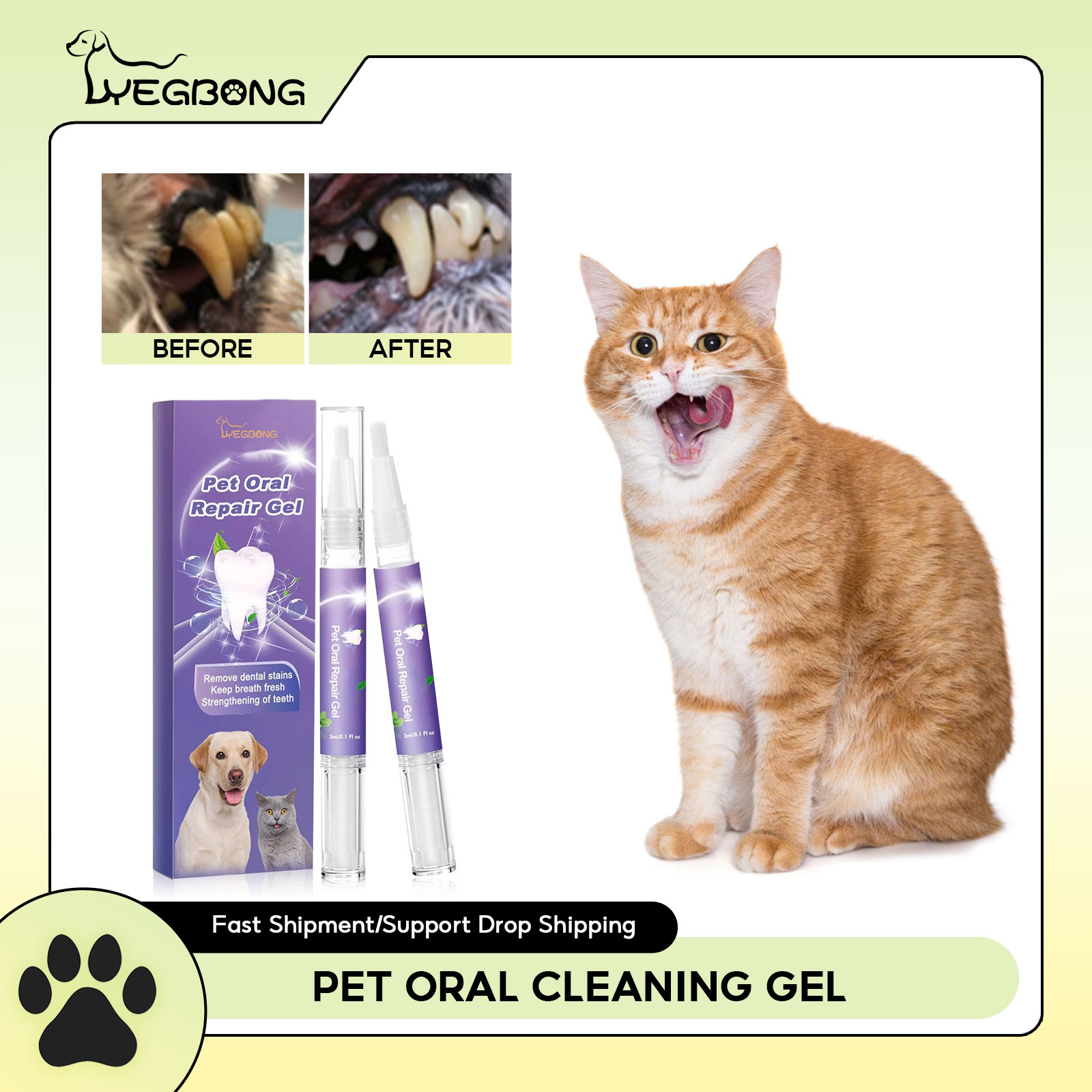 Teeth Whitening Before And After - Gel per la riparazione orale dell'animale