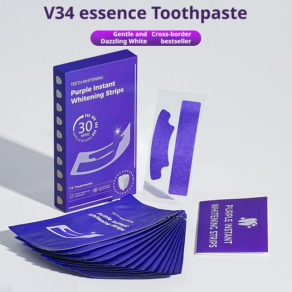 Teeth Whitening Kit At Home - 14/28/42 Strisce Sbiancanti V34 Viola, Kit