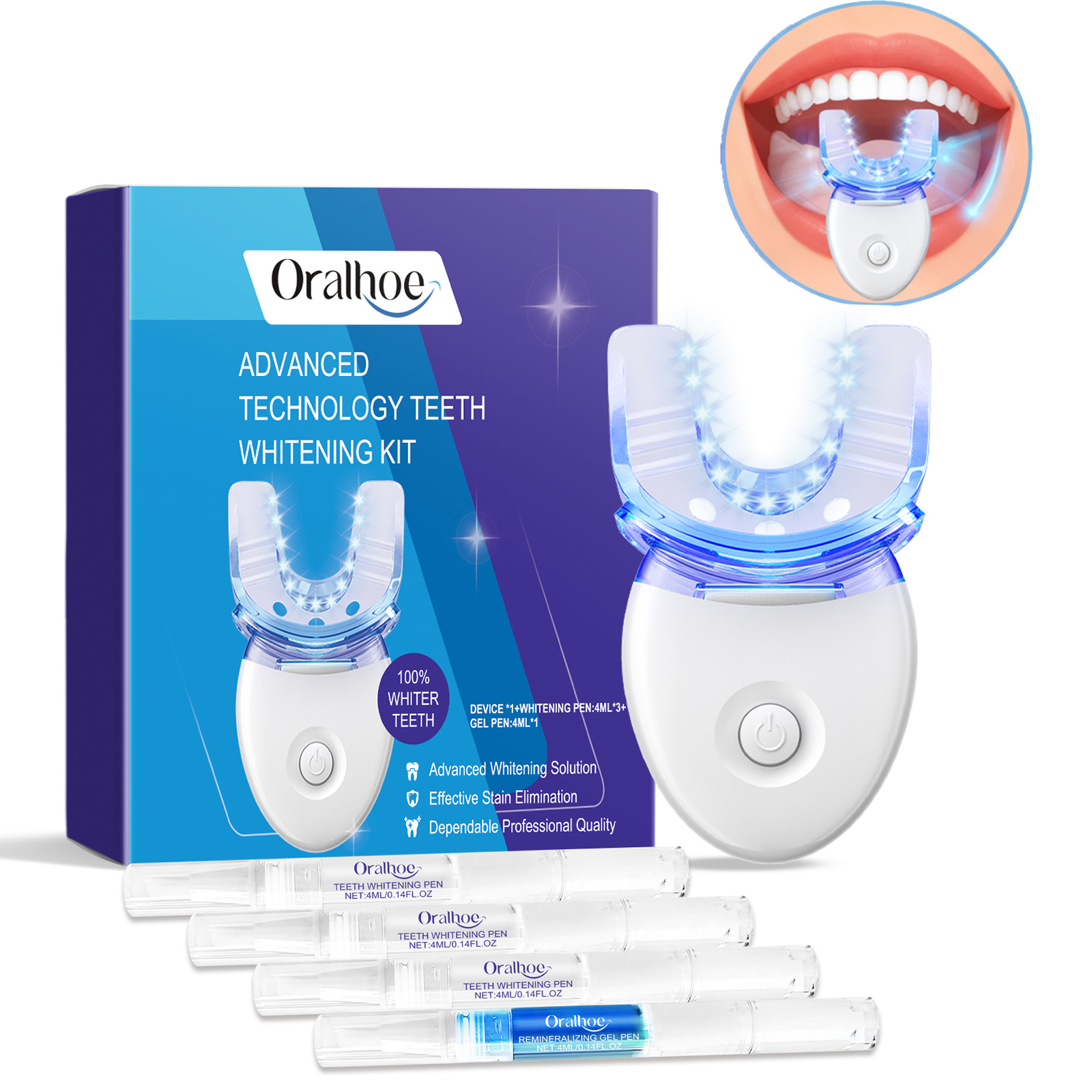 Teeth Whitening Kit At Home - Kit luce LED professionale per sbiancamento